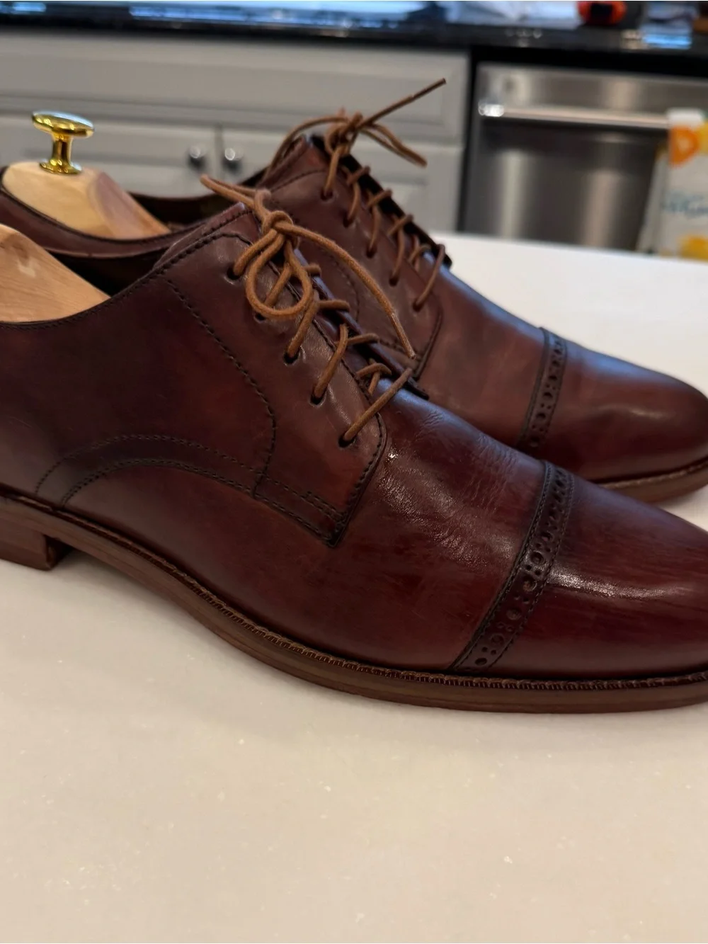 Cole Haan Shoes Mens Leather Oxford Lace Up Cap Toe Italy Burgundy Sz 9.5M EUC